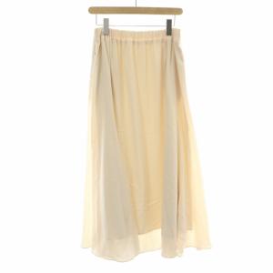 Spick&Span 23AW スエードサテンロングスカート ロング マキシ フレア 38 M ベージュ ナチュラル 23060200811140