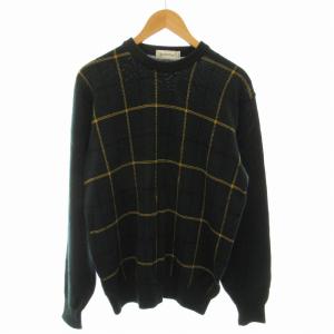 ニット セーター チェック プルオーバー グリーン