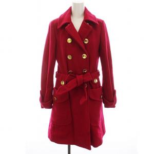 Pコート ピーコート ロング ウール 金ボタン アウター 4 M 赤 レッドピンク /YM
