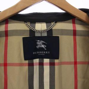 BURBERRY LONDON ステンカラーコート アウター ロング 裏地ノバチェック 比翼ボタン L 黒 ブラック