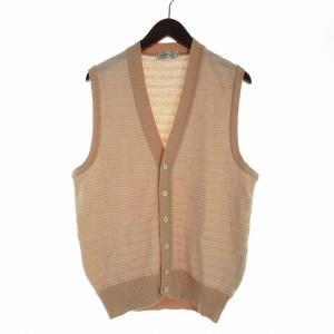 ヴィンテージ ニット ベスト リネン ボーダー L ピンク
