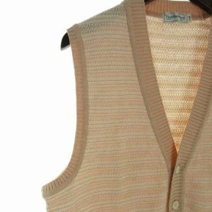 burberrys ヴィンテージ ニット ベスト リネン ボーダー L ピンク