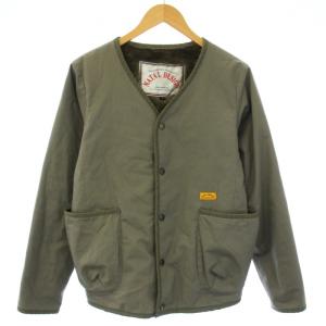 レンジャーカーディガン ノーカラージャケット 中綿 アウター S カーキ