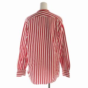 HAVERSACK シャツ ストライプ スタンドカラー 長袖 M 赤 レッド 白 ホワイト