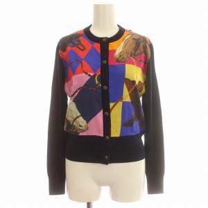 POLO RALPH LAUREN カーディガン ニット スカーフ素材 切替 ウール 長袖 XS ネイビー 紺