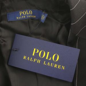 POLO RALPH LAUREN テーラードジャケット ストライプ 1つボタン 0 S 黒 ブラック
