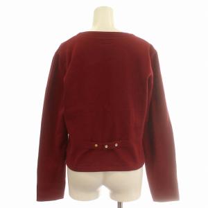 agnes b. プレッション カーディガン スウェット 裏起毛 長袖 3 L相当 赤 ボルドー /G