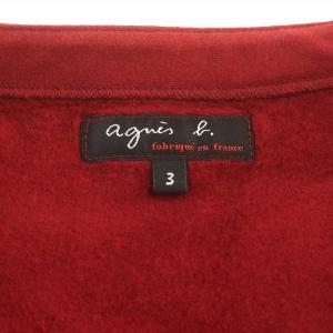 agnes b. プレッション カーディガン スウェット 裏起毛 長袖 3 L相当 赤 ボルドー /G