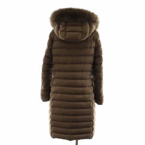 UNITED ARROWS ダウンコート ロング丈 フード ファー アウター 38 M 茶 ブラウン