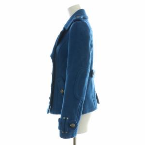BURBERRY BLUE LABEL Pコート ピーコート アウター ショート丈 ダブル 裏地ノバチェック ウール 38 S 青 ブルー