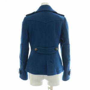 BURBERRY BLUE LABEL Pコート ピーコート アウター ショート丈 ダブル 裏地ノバチェック ウール 38 S 青 ブルー