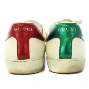 GUCCI 19AW エースブレード スニーカー ローカット レザー ダメージ加工 10 29cm 白 ホワイト 赤