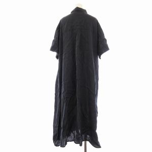 Spick&Span ウエストギャザーシャツワンピース ロング リネン混 38 青 ブルー 23040200408020