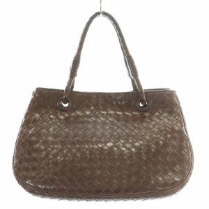 BOTTEGA VENETA イントレチャート サッチェル ハンドバッグ ブラウン 148323