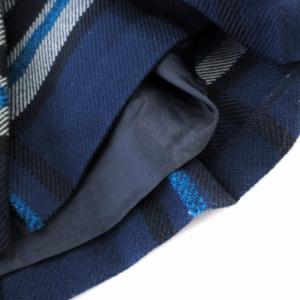 BURBERRY BLUE LABEL プリーツスカート ひざ丈 チェック 総柄 ベルト 38 M 青 ブルー