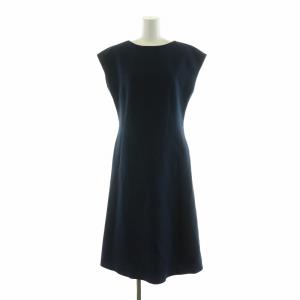 dama collection フレアワンピース ミモレ ロング ノースリーブ ノーカラー 9R M 紺 ネイビー /NQ