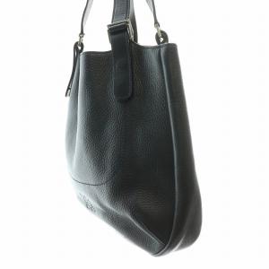 HIROFU トートバッグ ハンドバッグ レザー ロゴ 型押し 黒 ブラック