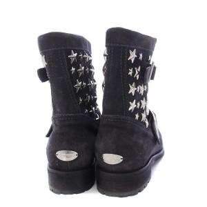 JIMMY CHOO ショートブーツ スタースタッズ チャンキーヒール スエード 35.5 22.5cm グレー /KH