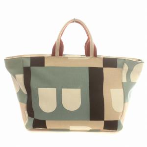 トートバッグ キャンバス 総柄 ベージュ 水色 /G