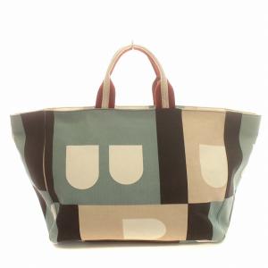 BALLY トートバッグ キャンバス 総柄 ベージュ 水色 /G