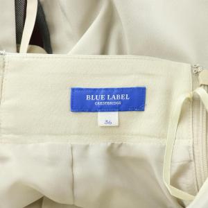 BLUE LABEL CRESTBRIDGE フレアスカート ミモレ ロング 切替 リボン チェック柄 36 S ベージュ