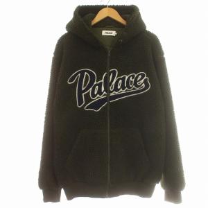 SCRIPT HOOD ボア パーカー フリース ジップアップ ジャケット ロゴ XL カーキ /G