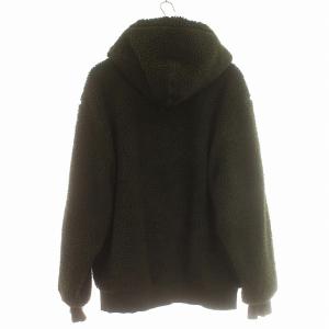 PALACE SCRIPT HOOD ボア パーカー フリース ジップアップ ジャケット ロゴ XL カーキ /G
