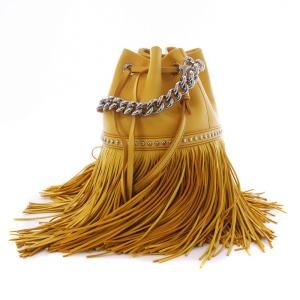 J&M DAVIDSON フリンジ カーニバル ミニ ショルダーバッグ 2WAY スタッズ イエロー