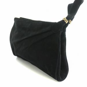 GUCCI セカンドバッグ スエード ロゴチャーム 黒 ブラック