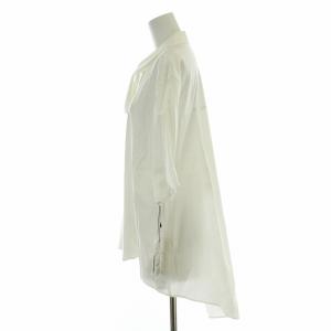 LANVIN Collection ボウタイシャツ ブラウス 五分袖 レギュラーカラー ストレッチ 無地 40 L 白 ホワイト タグ付き