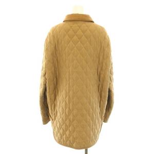 Aquascutum キルティングコート 中綿コート アウター ミドル 裏地ギンガムチェック柄 絹 シルク M 茶 ブラウン