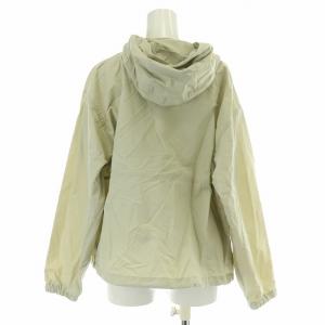 DANTON ナイロンフードジャケット アウター ジップアップ ロゴ プリント M ベージュ DT-A0285