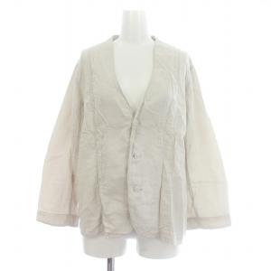 ノーカラーガーゼジャケット 七分袖 薄手 コットン 1 M ライトグレー GJ2212901 /KU