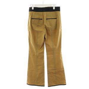 Mame Kurogouchi 21SS ハイウェストチノフレアトラウザーズ パンツ 3 L ベージュ 黒 ブラック /AN38