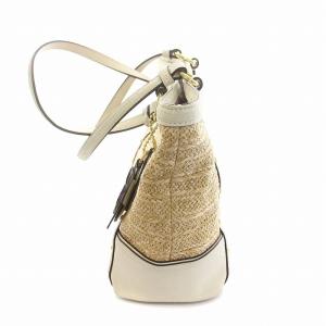 COACH F22201 トートバッグ ストロー レザー ベージュ 白