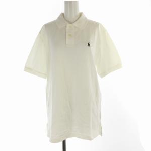 ポロシャツ カットソー ロゴ 刺繍 半袖 XL TG 白 ホワイト