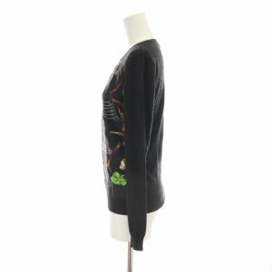 RALPH LAUREN ニット カットソー ウマ柄 プリント 切替 長袖 S 黒 ブラック