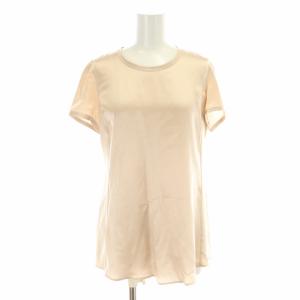 シャツ ブラウス ノーカラー チュニック 半袖 絹 シルク 半袖 38 M ベージュ /XK