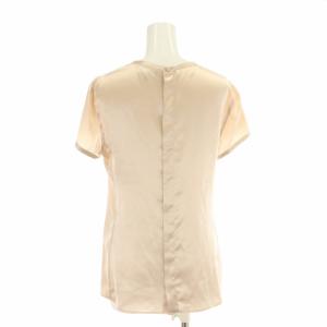 GIORGIO ARMANI シャツ ブラウス ノーカラー チュニック 半袖 絹 シルク 半袖 38 M ベージュ /XK