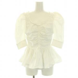 SNIDEL 20AW コットンボリュームパフブラウス シャツ ペプラム 五分袖 ONE 白 ホワイト /DK