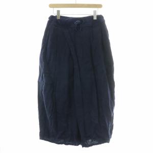 イージーパンツ ワイド ウエストゴム 麻 リネン 0 XS 紺 ネイビー /BB