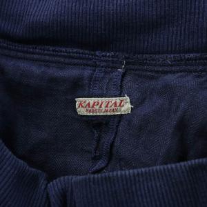 KAPITAL イージーパンツ ワイド ウエストゴム 麻 リネン 0 XS 紺 ネイビー /BB
