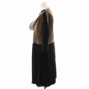 SPORT MAX ワンピース 2点セット ミニ丈 7分袖 プリーツ 絹 シルク S 黒 ブラック 茶 ブラウン /AN14