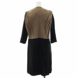 SPORT MAX ワンピース 2点セット ミニ丈 7分袖 プリーツ 絹 シルク S 黒 ブラック 茶 ブラウン /AN14