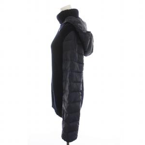 EMPORIO ARMANI EA7 ニット切替 ダウンジャケット フード付き プルオーバー S 紺 ネイビー /YM