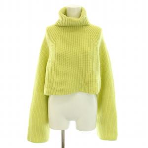 23AW リバイバル ショートタートルニット セーター 長袖 ローゲージ ウール カシミヤ混 F 黄緑