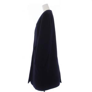 UNITED ARROWS ノーカラーコート アウター ロング 比翼ボタン ウール 36 S 黒 ブラック /KH