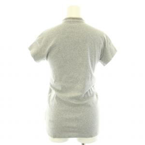 BRUNELLO CUCINELLI カットソー Tシャツ ヘンリーネック 半袖 リブ編み ビーズ 絹 シルク混 S グレー シルバー /YT