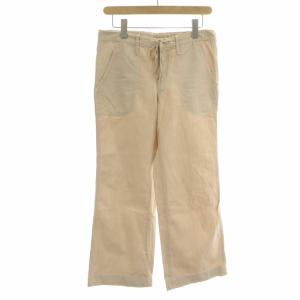 ワイドパンツ リボン 刺繍 ロゴ 麻リネン混 1 S ベージュ /XK