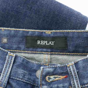 REPLAY ANBASS HYPERFLEX デニムパンツ ジーンズ ボタンフライ ロゴパッチ W28 L32 インディゴ